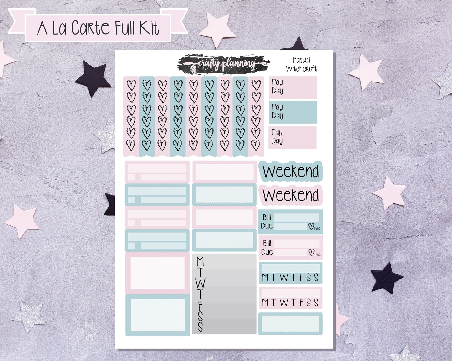 Pastel Witch Stickers, Weekly Planner Kit, Standard Vertical Planner Stickers, Witchcraft Stickers