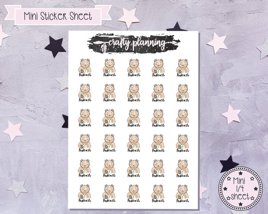 Podcast Stickers, Planner Stickers, Podcast Reminder, Crafty Bear Stickers, Functional Stickers, Hand Drawn Stickers