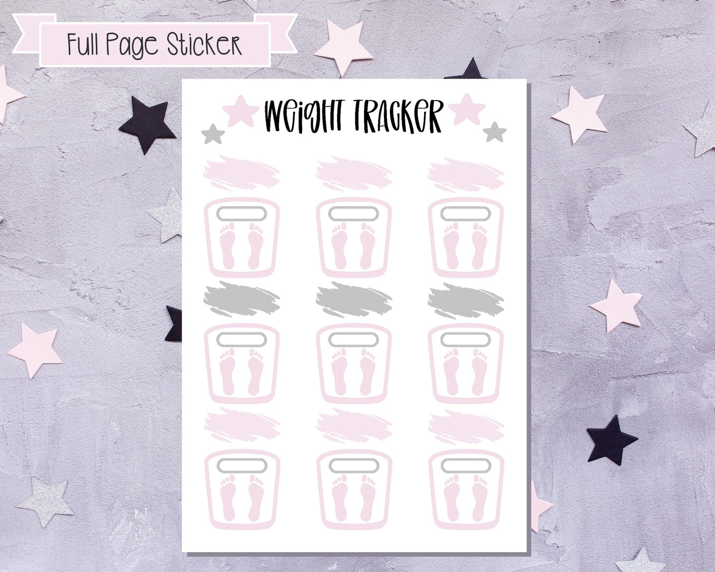 Full Page Sticker, Weight Loss Stickers, Planner Stickers, Diet Stickers, Note Page Stickers, Weight Tracker Stickers, Health Stickers