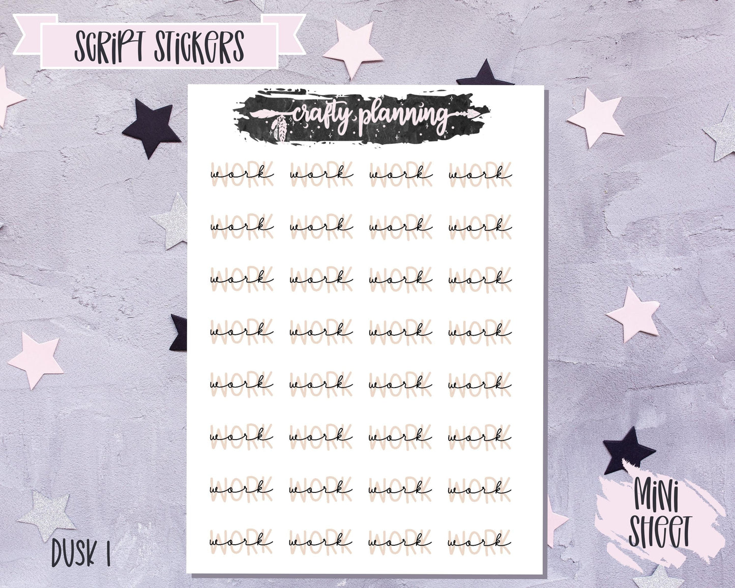 Work Stickers, Script Stickers, Planner Stickers, Duo Font, Font Stickers, Functional Stickers