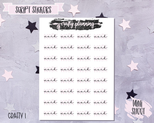 Work Stickers, Script Stickers, Planner Stickers, Duo Font, Font Stickers, Functional Stickers