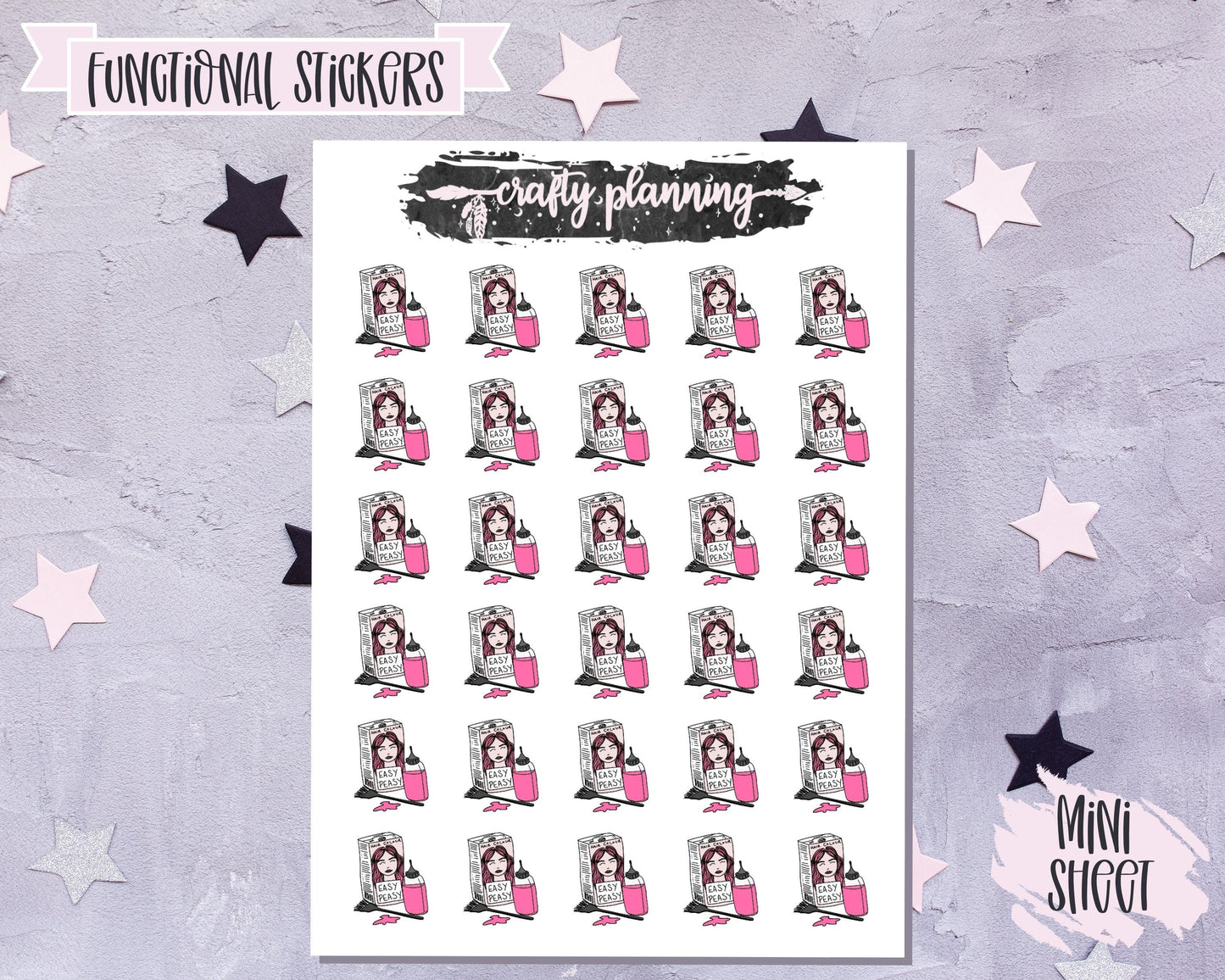 Hair Stickers, Hair Dye, Planner Stickers, Self Care Stickers, Beauty Stickers, Hairdresser Stickers, Functional Stickers