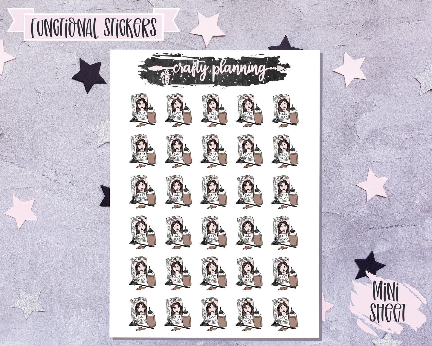 Hair Stickers, Hair Dye, Planner Stickers, Self Care Stickers, Beauty Stickers, Hairdresser Stickers, Functional Stickers
