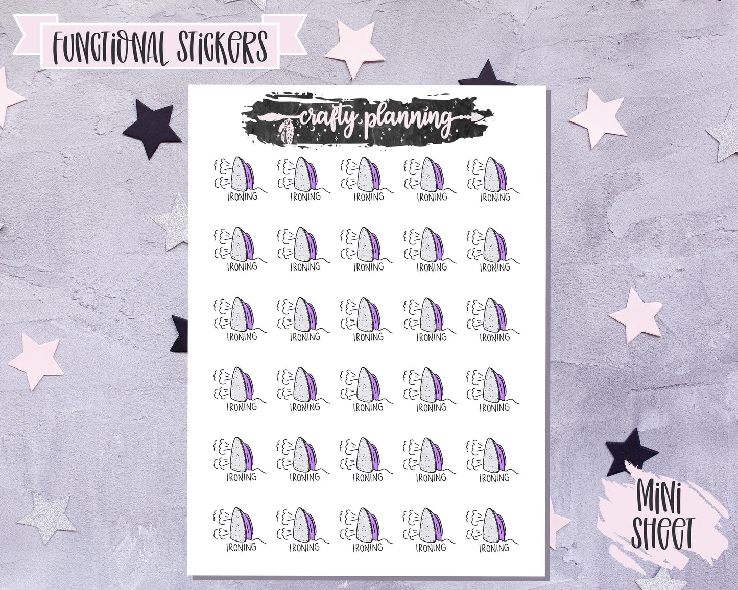 Ironing Stickers, Planner Stickers, Housework Stickers, Chores Stickers, Cleaning Stickers, Functional Stickers, Hand Drawn Stickers