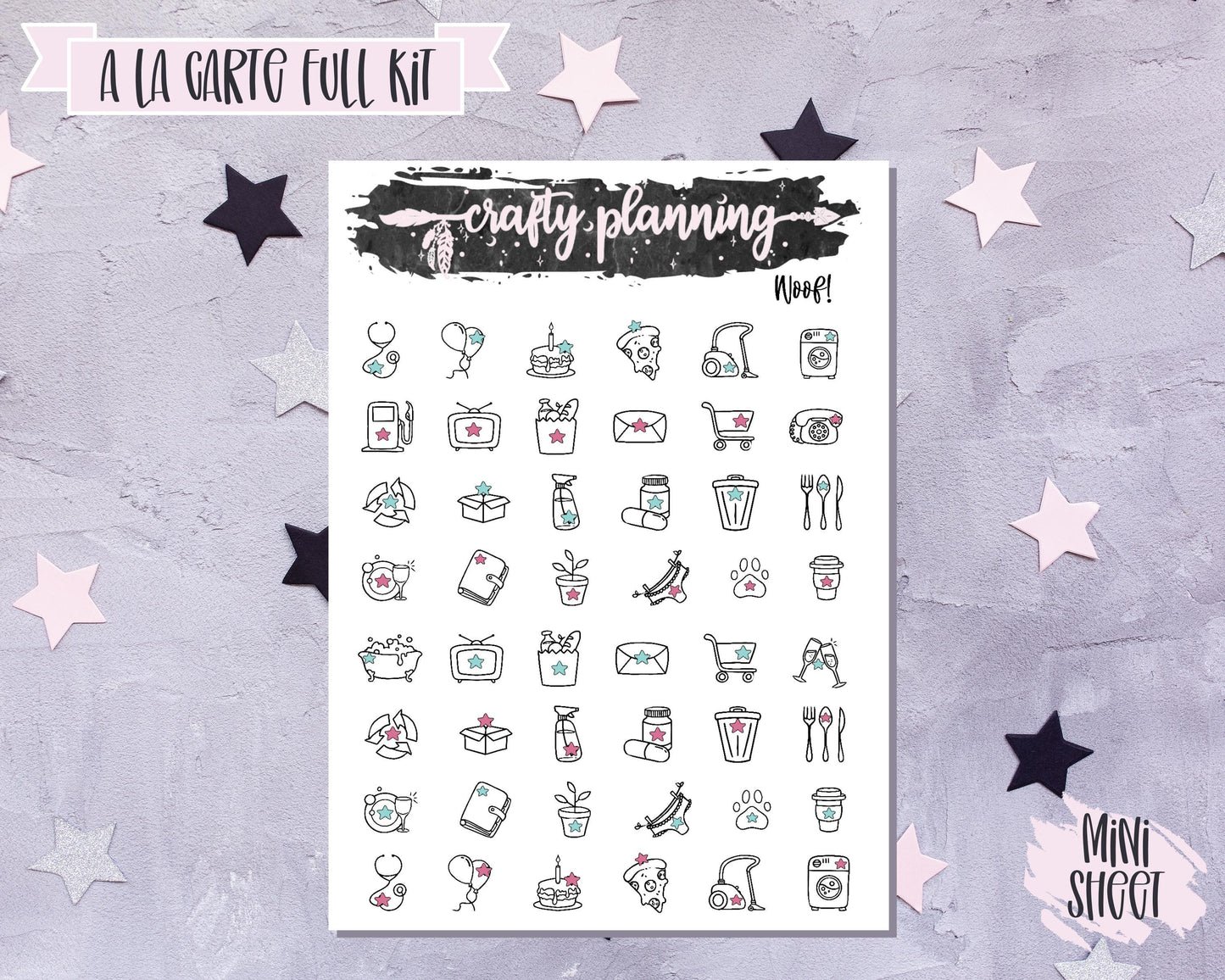 Dog Stickers, Dog Planner Stickers, Personalised Stickers, Vertical Planner Stickers , Pet Stickers, Full Box Stickers, Glitter Headers