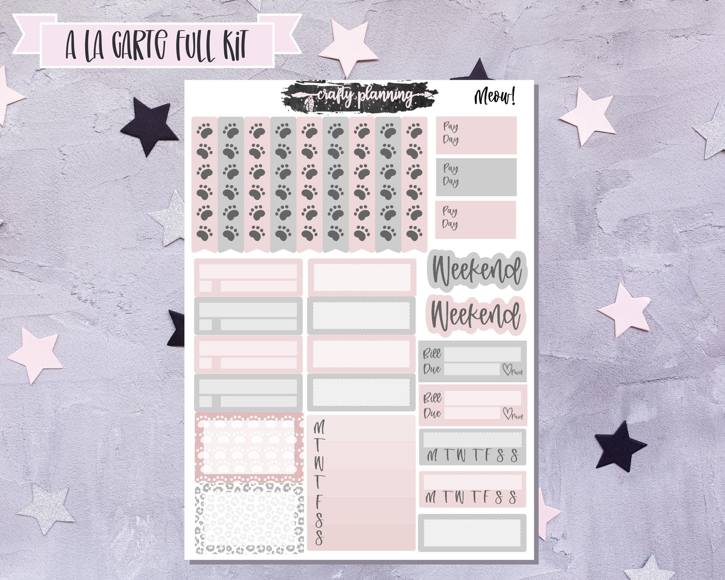 Meow! - A La Carte - Weekly Vertical Planner Kit