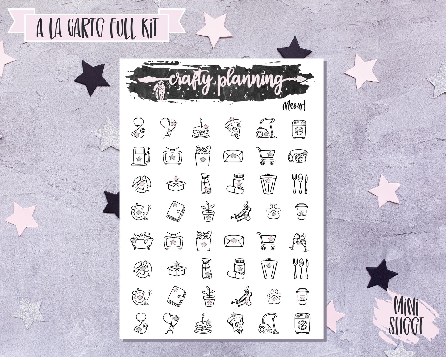 Meow! - A La Carte - Weekly Vertical Planner Kit