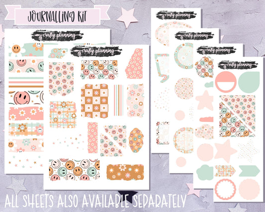 Journalling Kit, Journalling Stickers, Bujo Stickers, Torn Edge Paper, Scrapbook Stickers, Planner Stickers, Washi Stickers