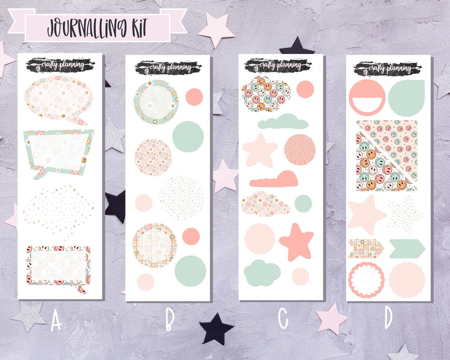 Journalling Kit, Journalling Stickers, Bujo Stickers, Torn Edge Paper, Scrapbook Stickers, Planner Stickers, Washi Stickers