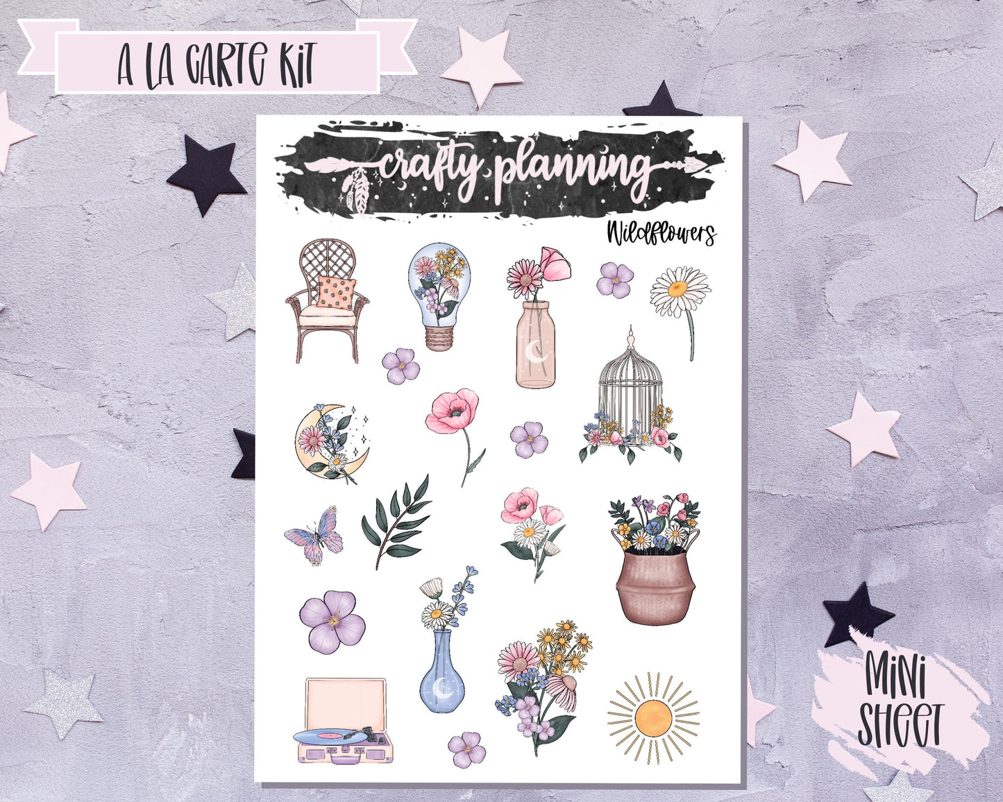 Floral Stickers, Vertical Planner, Weekly Planner Kit, Planner Stickers, Spring Stickers, Summer Stickers, Witchcraft Stickers, Journal Kit
