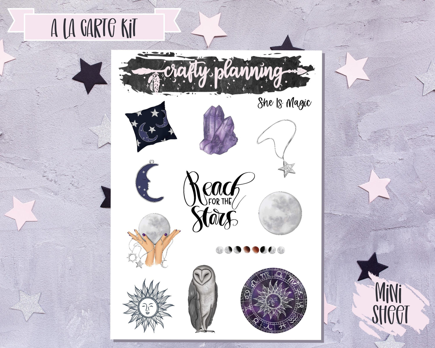 Witchcraft Stickers, Weekly Planner Kit, Witchy Stickers, Celestial Stickers, Crystal Stickers, Astrology Stickers, Esoteric Stickers