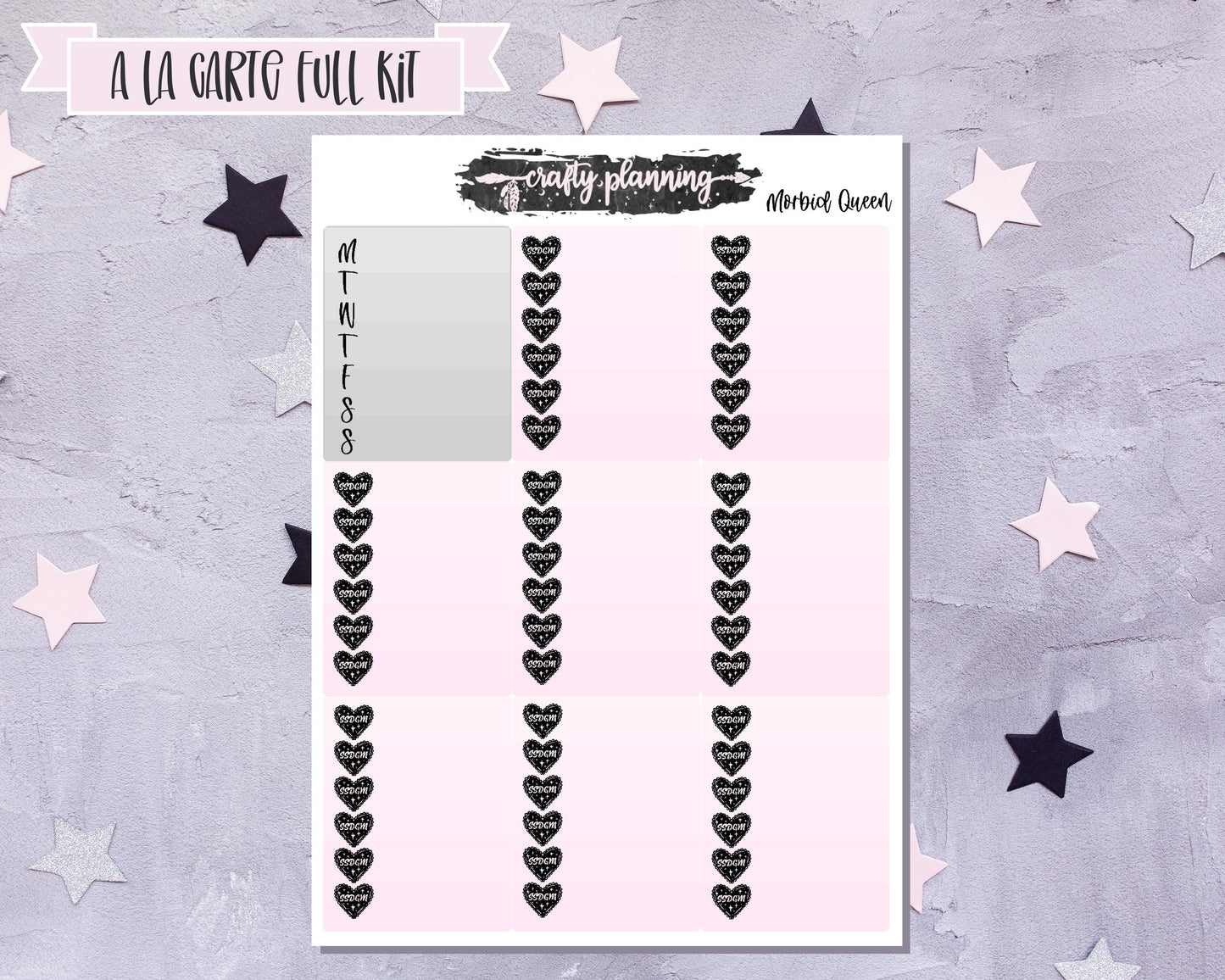 True Crime Weekly Planner Kit, Standard Vertical Kit, Planner Stickers, Gothic Planner Stickers