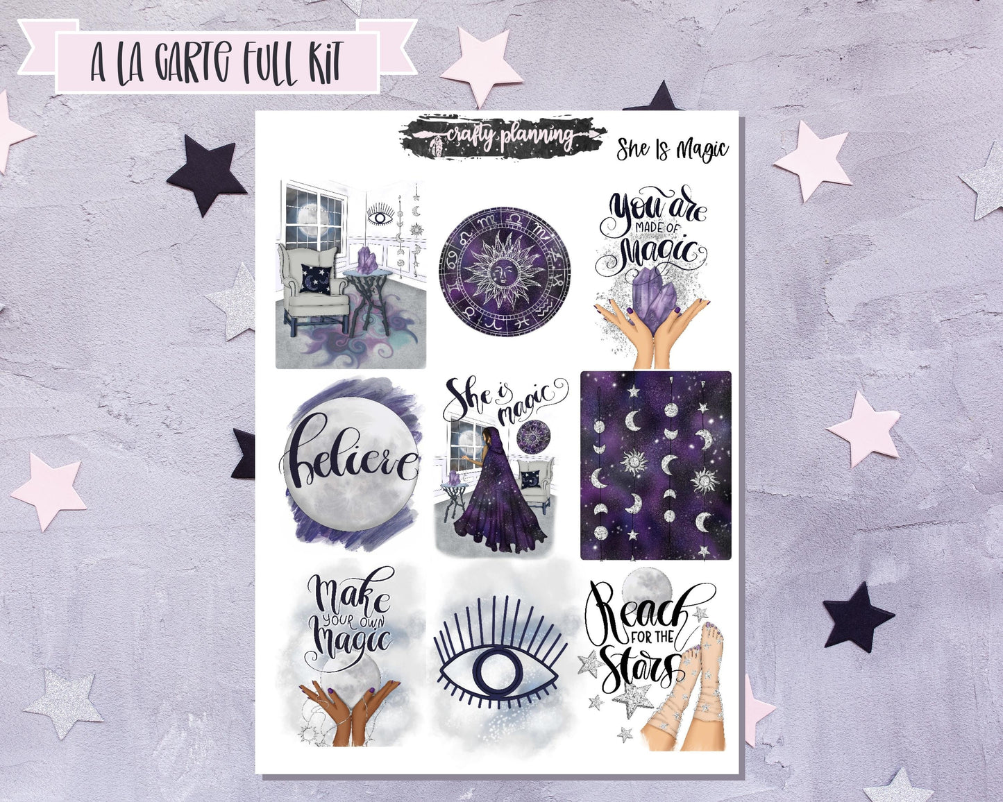 Witchcraft Stickers, Weekly Planner Kit, Witchy Stickers, Celestial Stickers, Crystal Stickers, Astrology Stickers, Esoteric Stickers