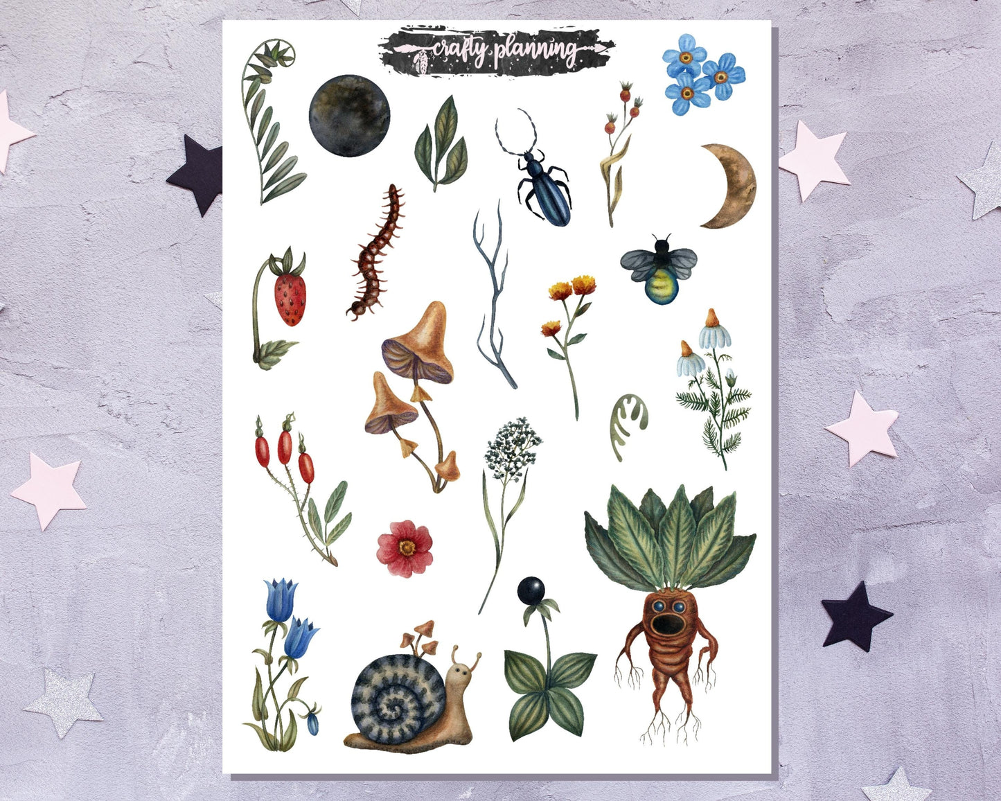 Nature Witch Stickers, Witchcraft Stickers, Esoteric Stickers, Witchy Stickers, Deco Stickers, Grimoire Stickers, Planner Stickers