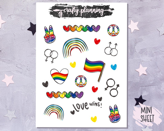 Gay Pride Stickers, LGBTQ Stickers, Rainbow Flag Stickers,  Planner Stickers, Journal Stickers, Deco Stickers, Rainbow Stickers
