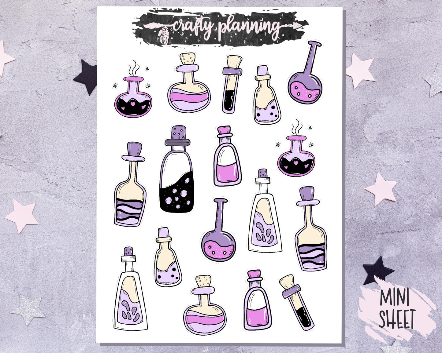 Potion Bottle Stickers, Witchcraft Stickers, Witchy Stickers, Pagan Stickers, Wicca Stickers, Book Of Shadows, Planner Stickers