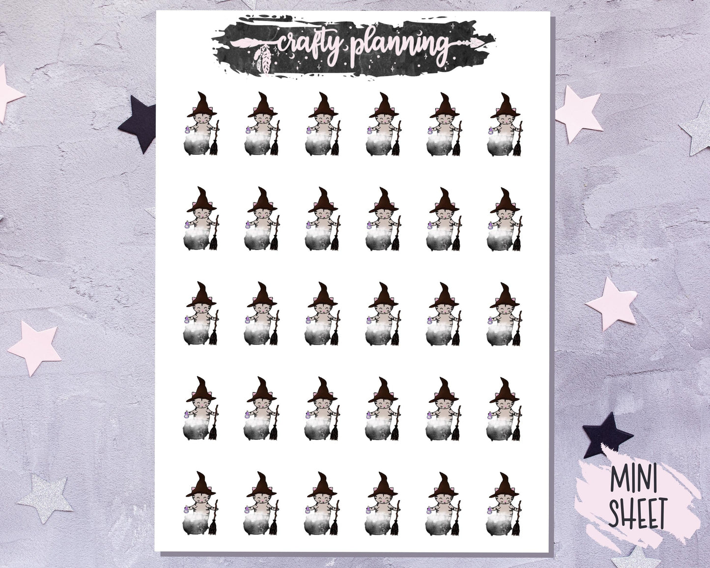 Cat Stickers, Witchcraft Stickers, Character Stickers, Witch Stickers, Planner Stickers, Cauldron Stickers, Hand Drawn Stickers