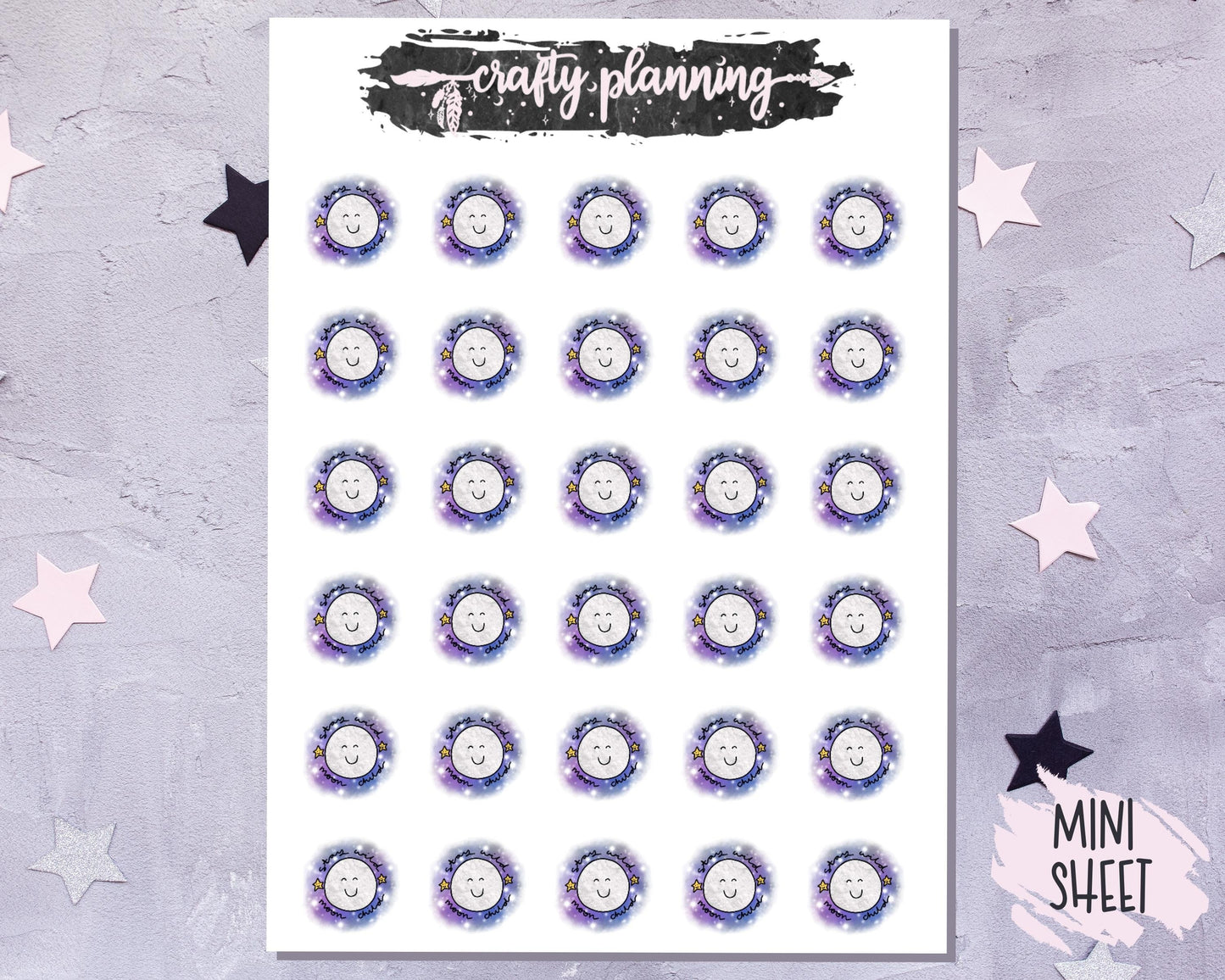 Stay Wild Moon Child Stickers, Moon Stickers, Witchy Stickers, Witchcraft Stickers, Planner Stickers, Hand Drawn Stickers