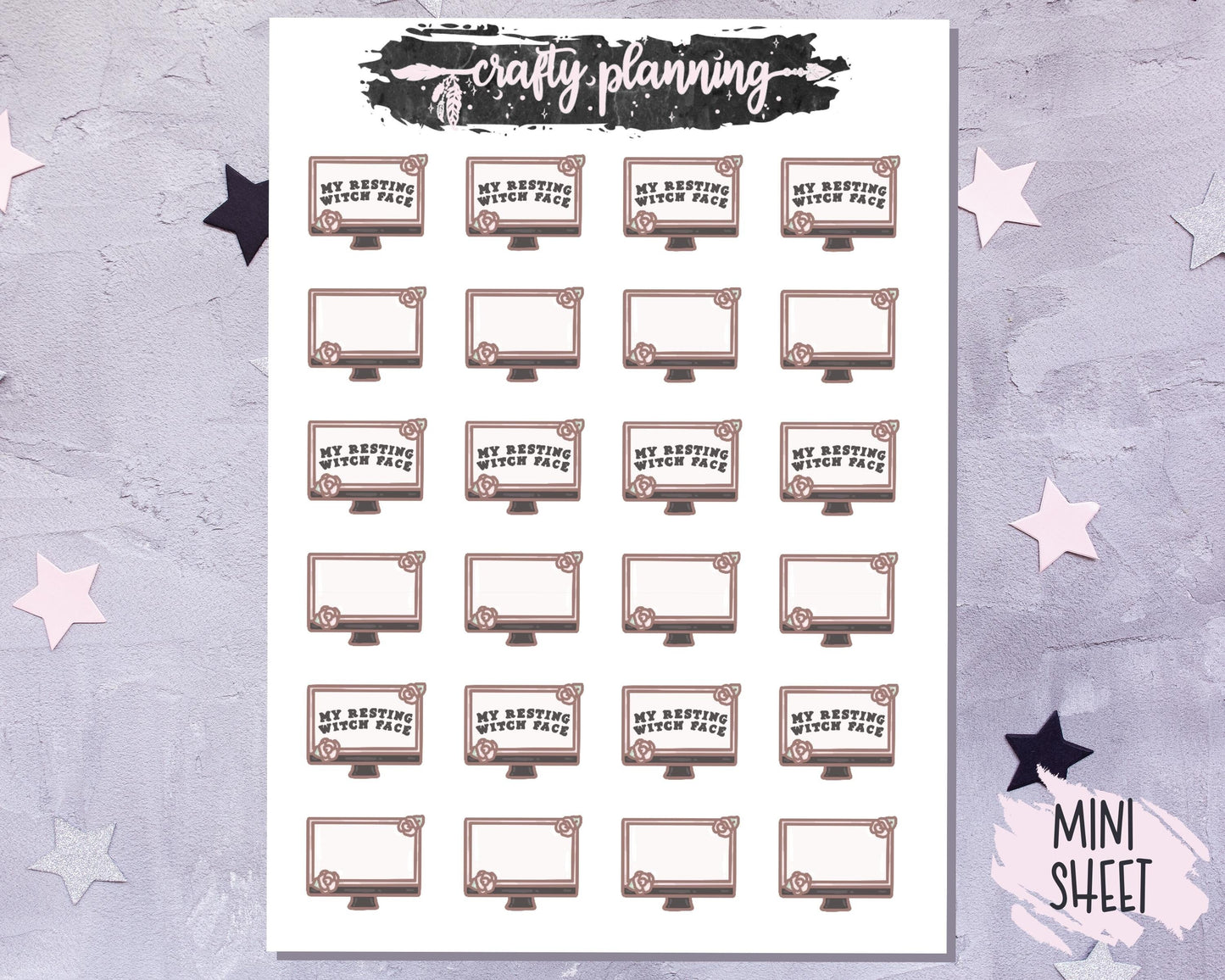 TV Stickers, Screen Stickers, Witchcraft Stickers, Planner Stickers, Gothic Stickers, Doodle Icons, Witchy Stickers