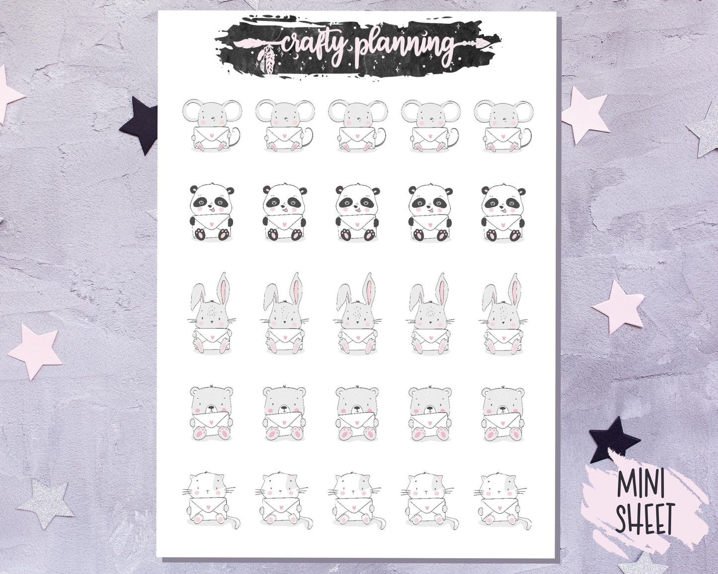 Happy Mail Stickers, Cute Animal Stickers, Pastel Stickers, Deco Stickers, Journal Stickers, Penpal Stickers