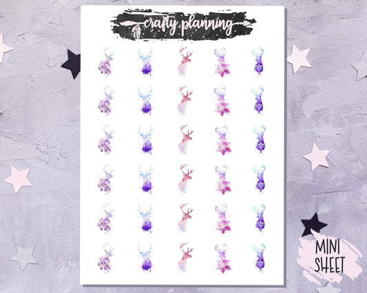 Watercolour Stag Stickers, Witchcraft Stickers, Deco Stickers, Witch Stickers, Reindeer Stickers, Planner Stickers, Yule Stickers