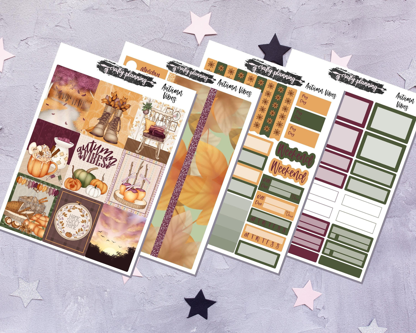 Fall Weekly Planner Kit, Autumn Weekly Planner Kit, Autumn Stickers, Fall Stickers, Pumpkin Stickers, Autumn Vibes