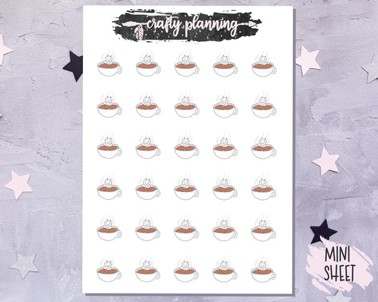 Tea Stickers, Character Stickers, Hand Drawn Stickers, Hot Drink Stickers, Planner Stickers, Hand Drawn Stickers, Journal Stickers