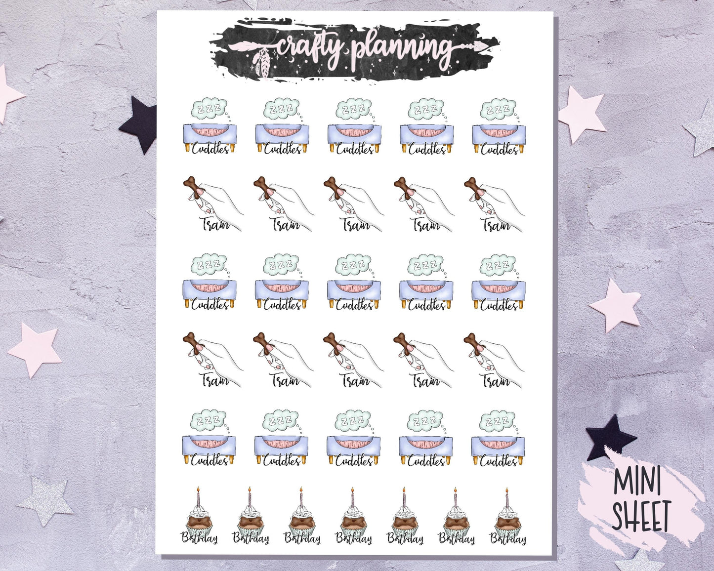 Dog Stickers, Dog Training Stickers, Dog Cuddles, Planner Stickers, Pet Stickers, Pet Care Stickers, Dog Care Stickers, Functional Stickers