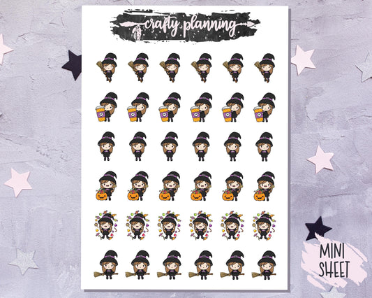 Witch Stickers, Planner Stickers, Halloween Stickers, Witchcraft Stickers, Witch Planner Stickers, Witch Character Stickers, Trick Or Treat