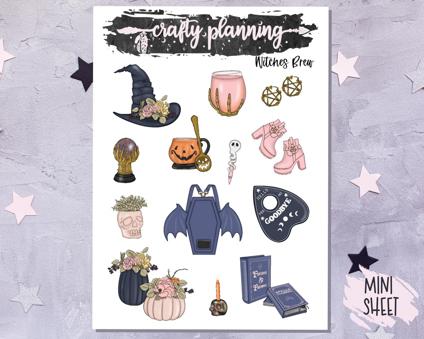 Witchcraft Stickers, Vertical Planner, Weekly Planner Kit, Planner Stickers, Halloween Stickers, Esoteric Stickers, Gothic Stickers