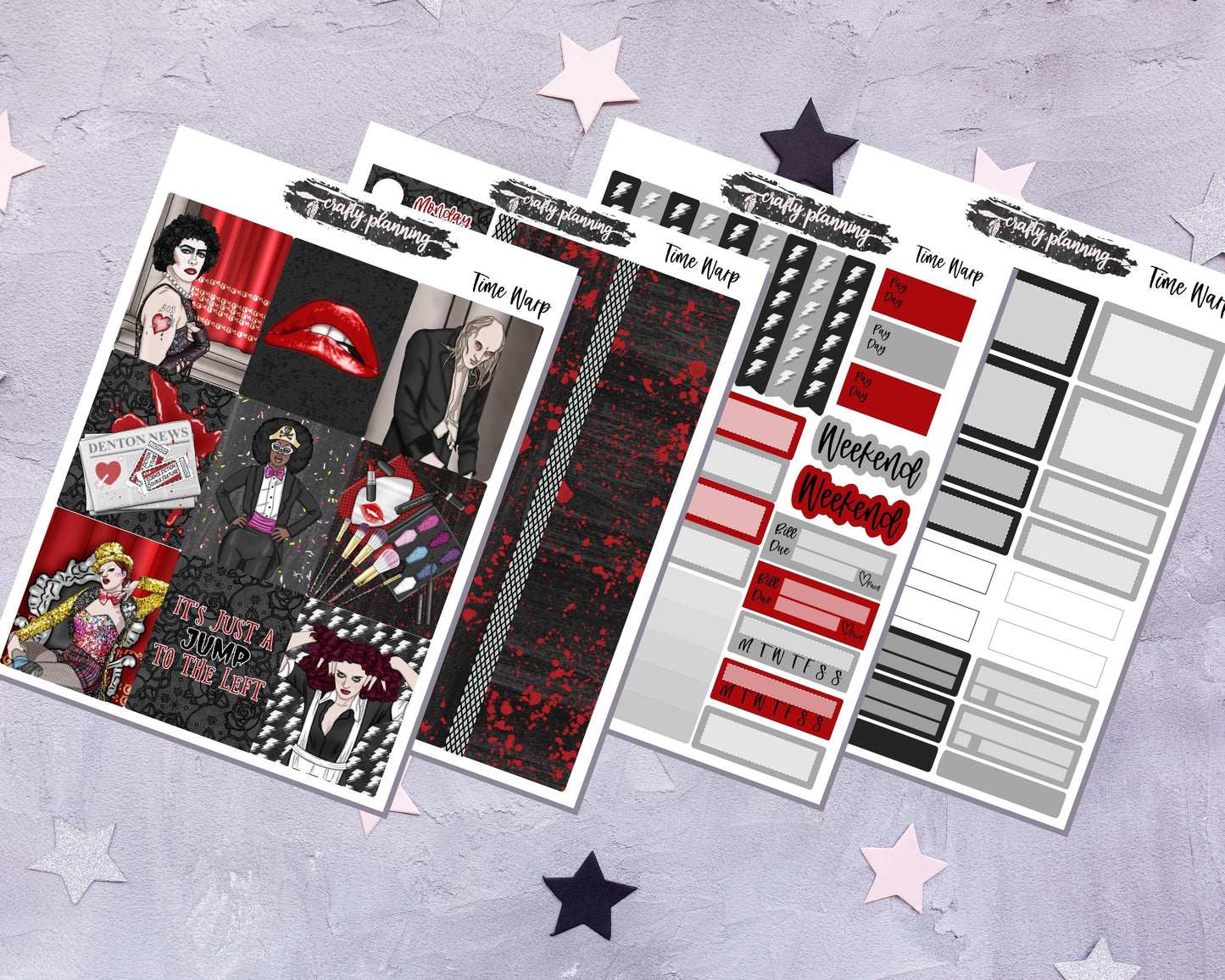 Gothic Planner Stickers, Movie Stickers, Weekly Planner Kit, Standard Vertical Kit, Planner Stickers, Musical Planner Stickers