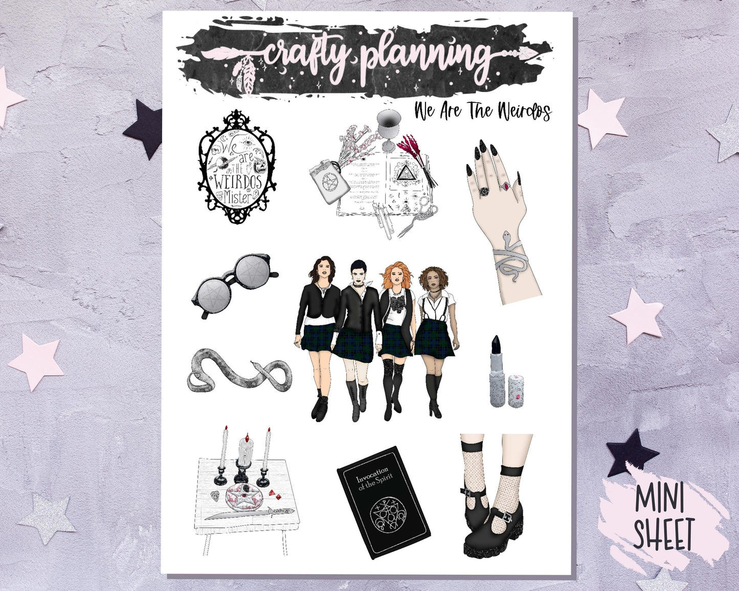 Witchcraft Stickers, Witchcraft Planner Kit, Weekly Vertical Planner, Witchcraft Stickers, Gothic Stickers, Halloween Stickers, Esoteric