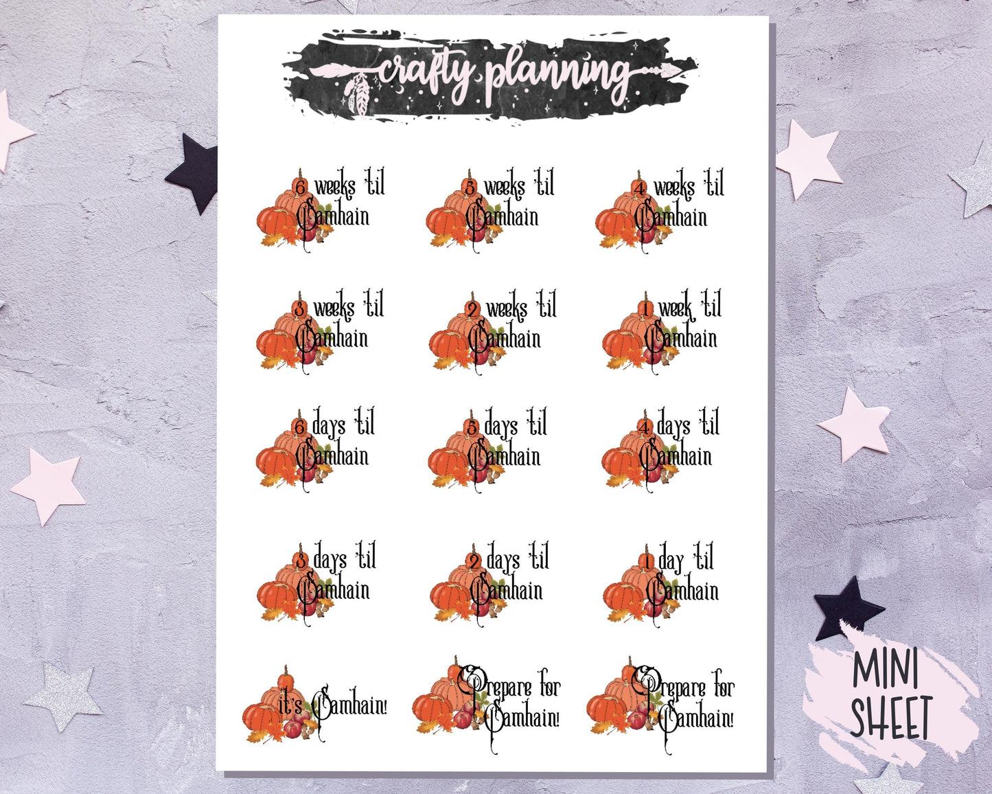 Samhain Countdown Stickers, Samhain Stickers, Sabbat Stickers, Witchcraft Stickers, Pagan Stickers, Planner Stickers, Countdown Stickers