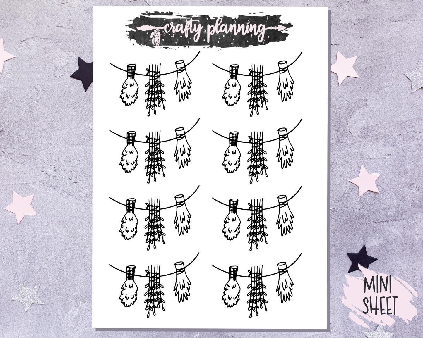 Herb Stickers, Witchcraft Stickers, Planner Stickers, Drying Herbs, Pagan Stickers, Bunting Stickers, Herb Bunting, Esoteric Stickers