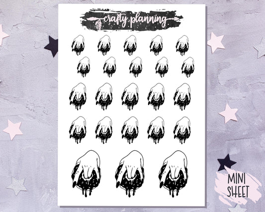 Donut Stickers, Gothic Stickers, Goth Stickers, Black and White Stickers, Planner Stickers, Rock Symbol, Sign Of Horns