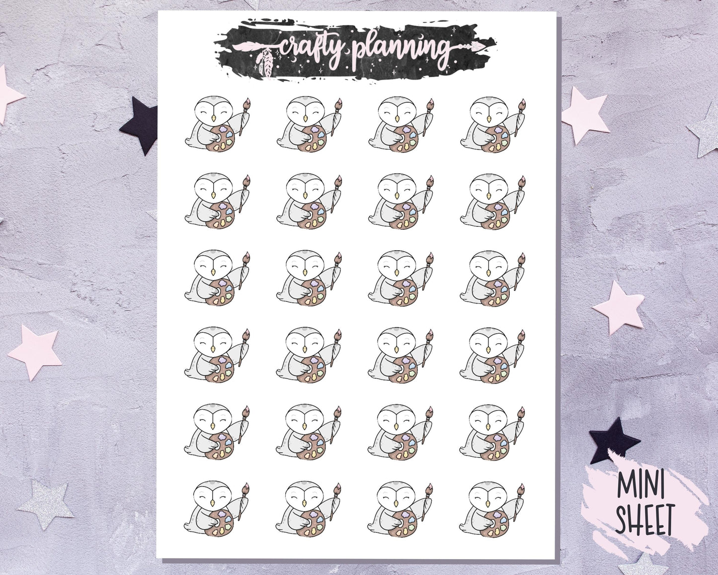 Owl Stickers, Painting Stickers, Character Stickers, Art Stickers, Craft Stickers, Planner Stickers, Functional Stickers