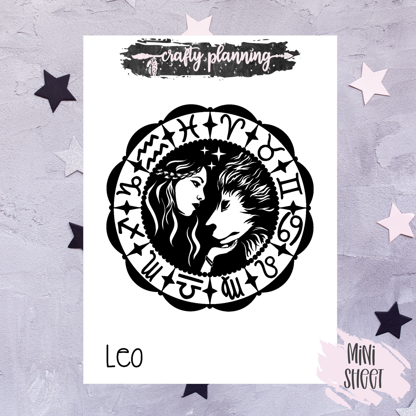 Leo Stickers, Zodiac Stickers, Star Sign Stickers, Gothic Stickers, Witchcraft Stickers, Birthday Gift For Her, Astrology Stickers