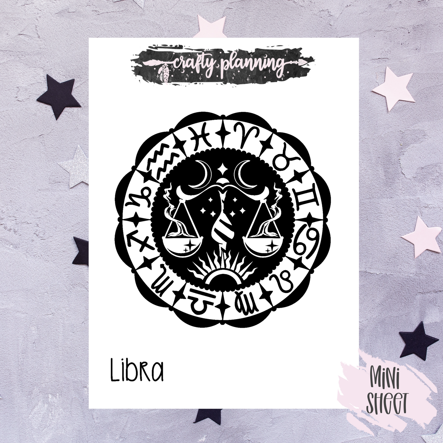 Libra Stickers, Zodiac Stickers, Star Sign Stickers, Gothic Stickers, Witchcraft Stickers, Birthday Gift For Her, Astrology Stickers
