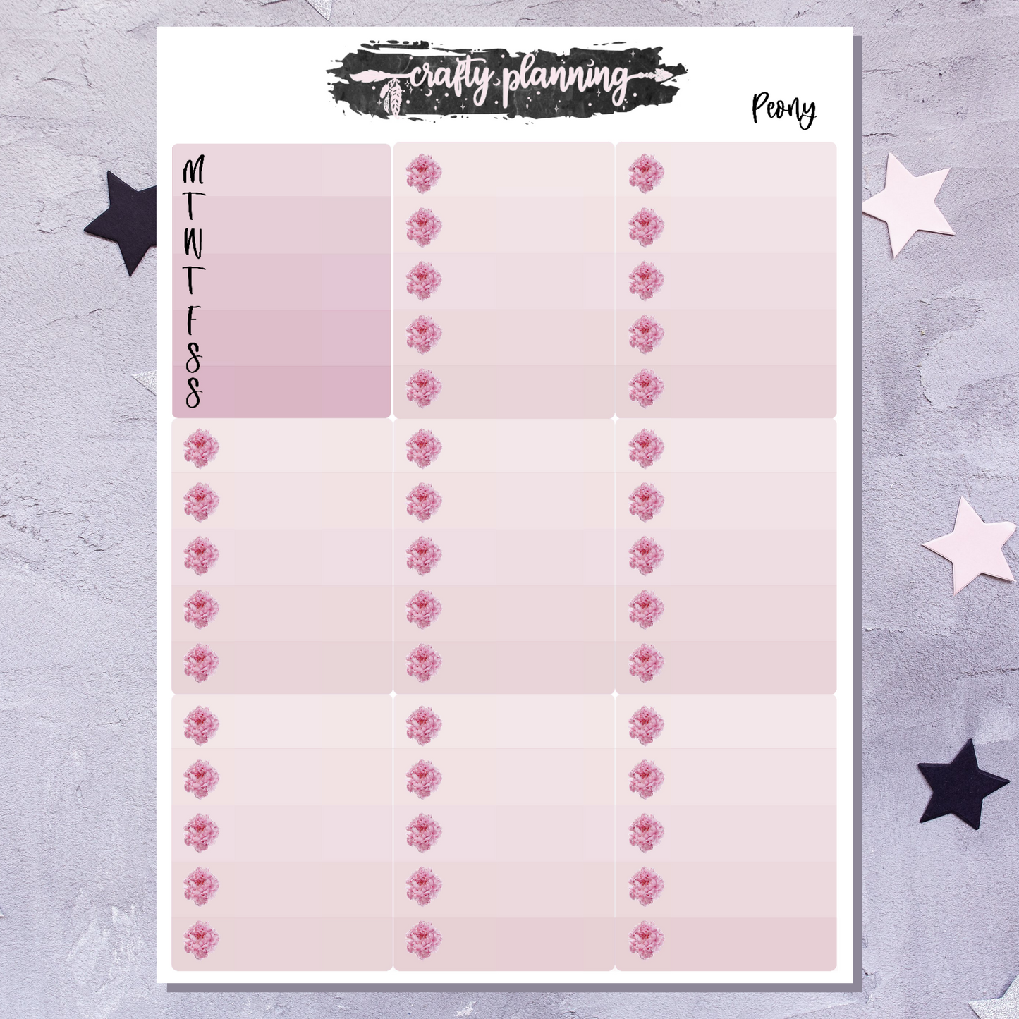 Peony - A La Carte - Weekly Vertical Planner Kit