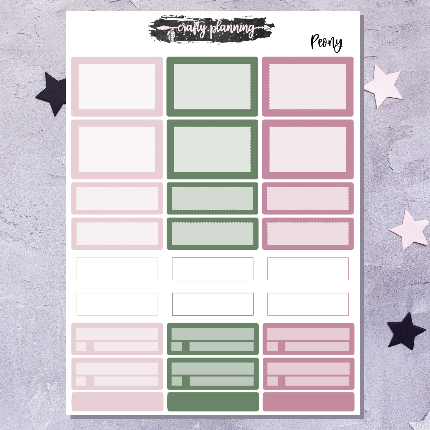 Peony - A La Carte - Weekly Vertical Planner Kit
