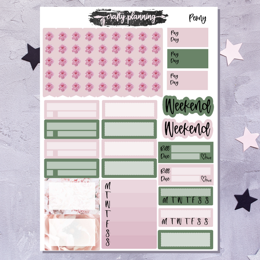 Peony - A La Carte - Weekly Vertical Planner Kit