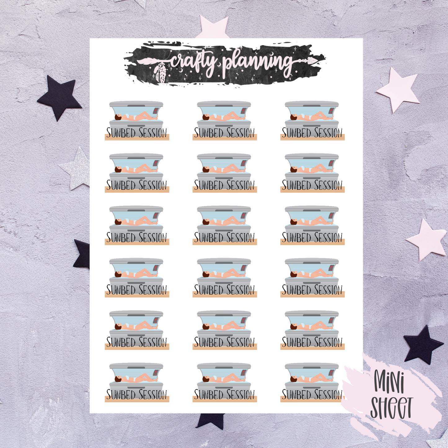 Sunbed Stickers, Planner Stickers, Beauty Stickers, Functional Stickers, Tanning Stickers, Tan Stickers