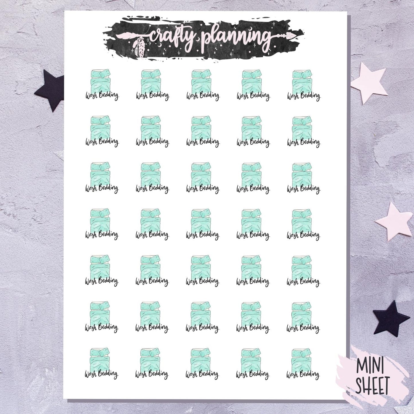 Wash Bedding - Hand Drawn - Mini Sticker Sheet